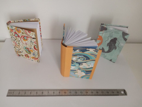 Petits carnets en reliure japonaise, snew-board à bande et plein papier.jpg